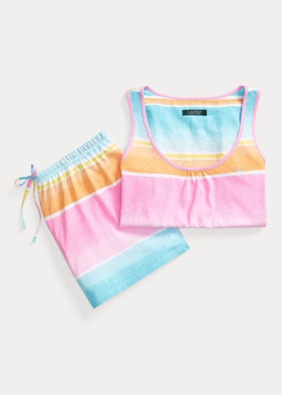 Conjunto Pijama Ralph Lauren Mujer Multicolor Rayas - Striped Cotton Boxer - AKEXF9462